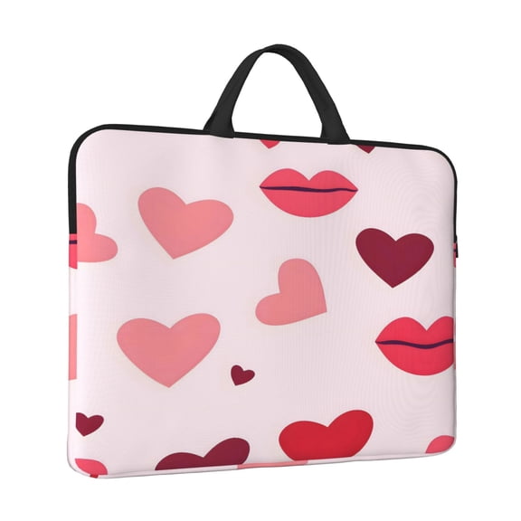 Laptop Sleeve Bag For Women Men 14inch Waterproof Durable Protective Computer Carrying Cover Handle Laptop Case Bag Red Lips And Hearts