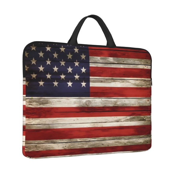 Laptop Sleeve Bag For Women Men 14inch Waterproof Durable Protective Computer Carrying Cover Handle Laptop Case Bag Retro American Flag