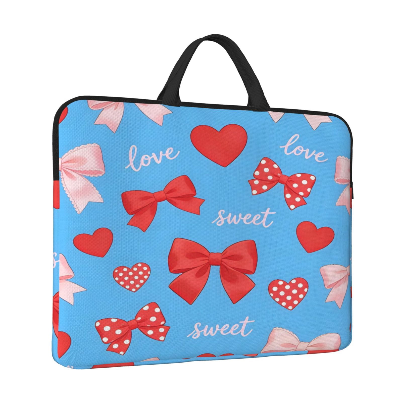 Laptop Sleeve Bag For Women Men 14inch Waterproof Durable Protective Computer Carrying Cover Handle Laptop Case Bag Sweet Love Bow Heart Blue