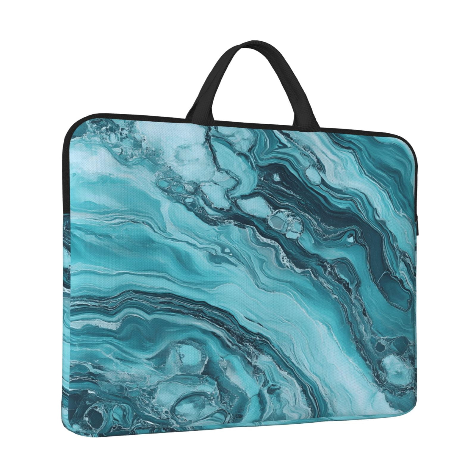 Laptop Sleeve Bag For Women Men 14inch Waterproof Durable Protective Computer Carrying Cover Handle Laptop Case Bag Teal Marble_1