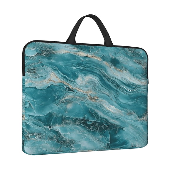 Laptop Sleeve Bag For Women Men 14inch Waterproof Durable Protective Computer Carrying Cover Handle Laptop Case Bag Teal Marble_2