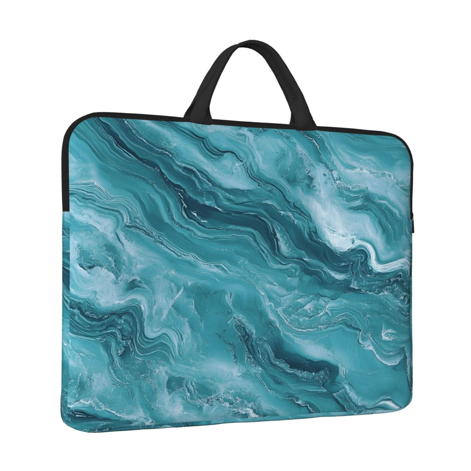 Laptop Sleeve Bag For Women Men 14inch Waterproof Durable Protective Computer Carrying Cover Handle Laptop Case Bag Teal Marble_3