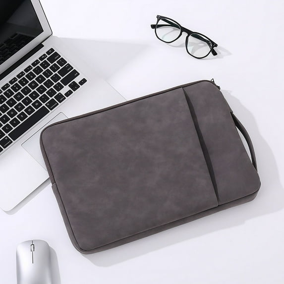 Laptop Sleeve Bag with Handle for MacBook Air 13.6 inch 2022 2023 A2681 M2 Leather Notebook Pouch Cover for MacBook Air/Pro 13.3 (Dark Grey,14-15 Inch)