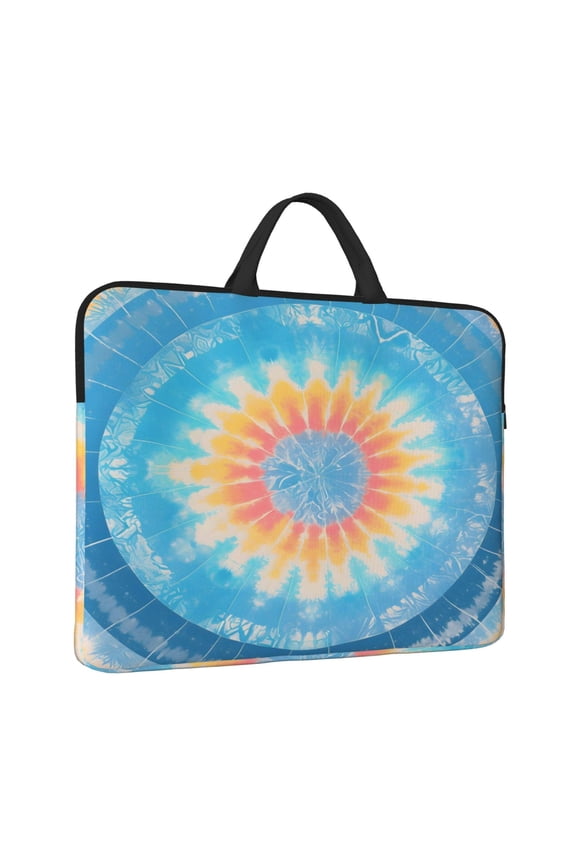 Laptop Sleeve Bag For Women Men 14inch Waterproof Durable Protective Computer Carrying Cover Handle Laptop Case Bag Aliceblue Tie-Dye Background Rainbow Colors