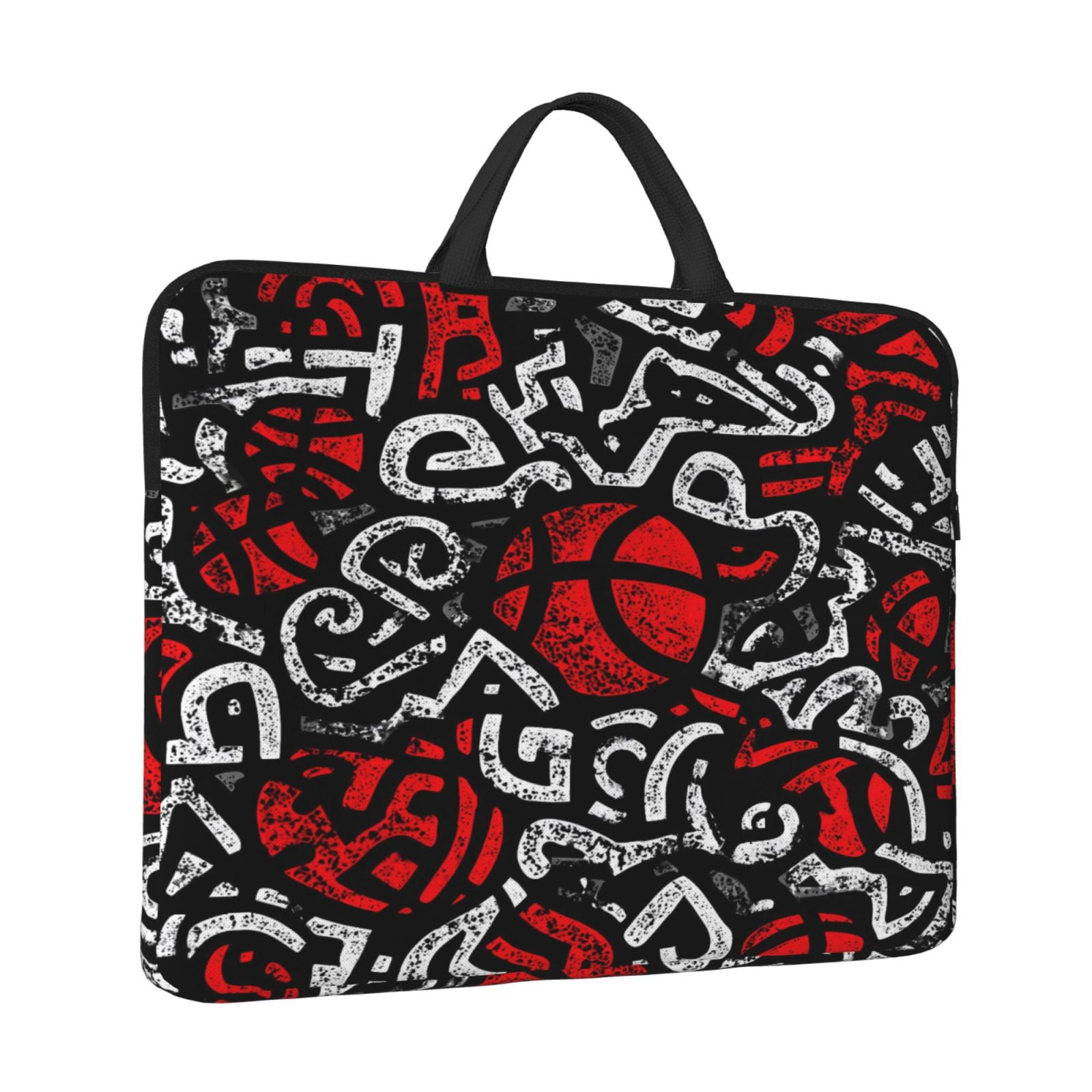Laptop Sleeve Bag For Women Men 14inch Waterproof Durable Protective Computer Carrying Cover Handle Laptop Case Bag Basketball Street Graffiti Style Black White Red
