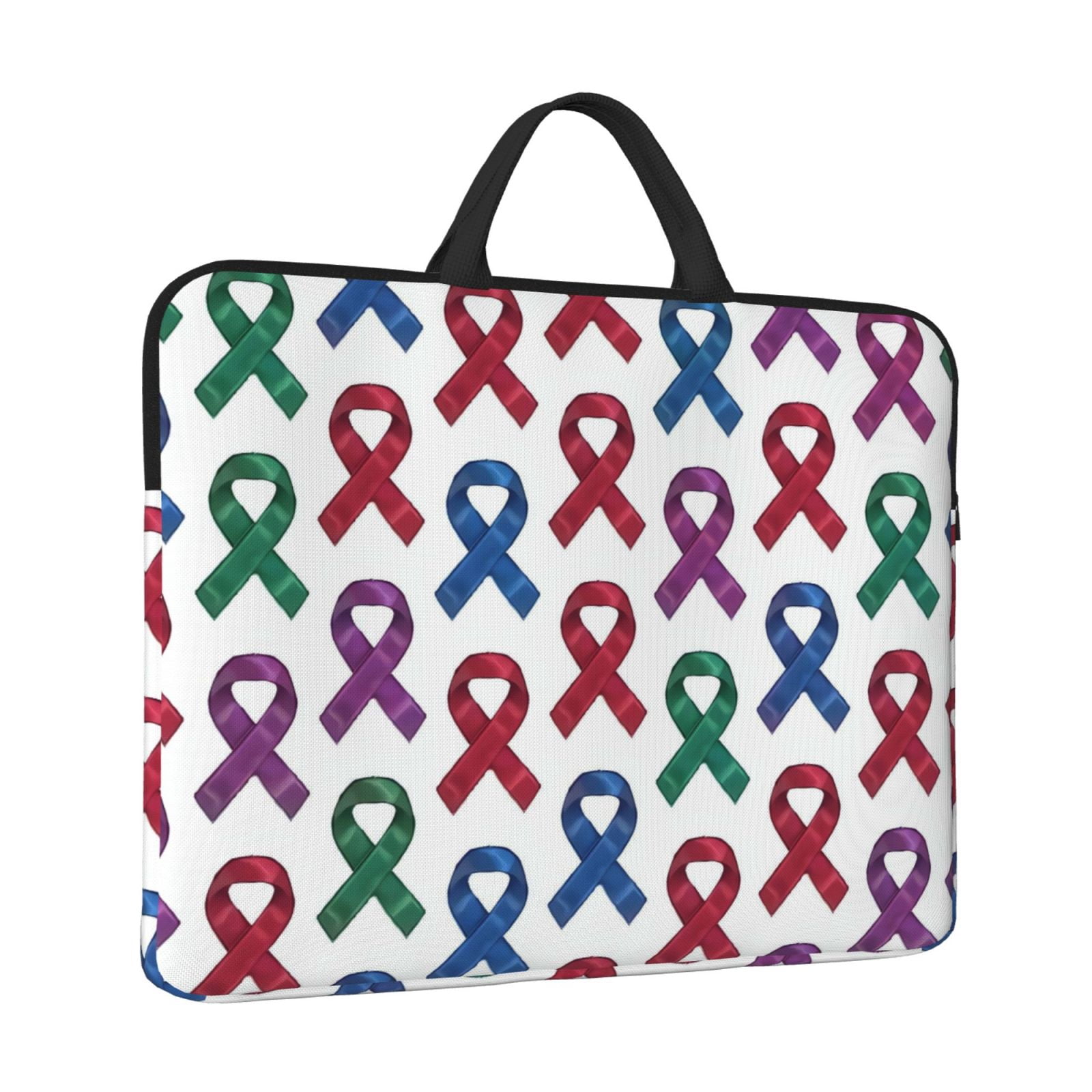 Laptop Sleeve Bag For Women Men 14inch Waterproof Durable Protective Computer Carrying Cover Handle Laptop Case Bag Cancer Awareness Ribbon Pattern - Jewel Tones