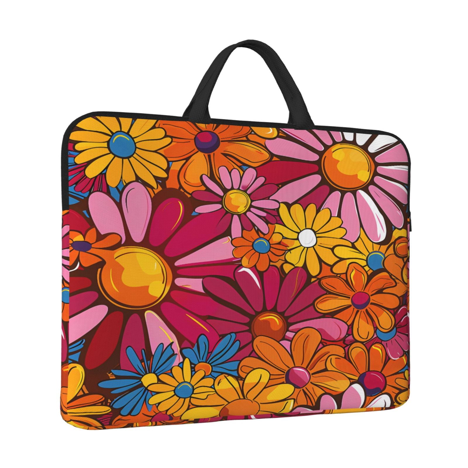 Laptop Sleeve Bag For Women Men 14inch Waterproof Durable Protective Computer Carrying Cover Handle Laptop Case Bag Colorful Floral Pattern Groovy Flowers (3)