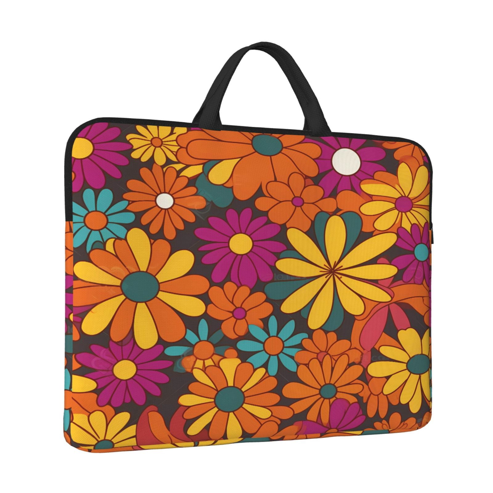 Laptop Sleeve Bag For Women Men 14inch Waterproof Durable Protective Computer Carrying Cover Handle Laptop Case Bag Colorful Floral Pattern Groovy Flowers (2) (1)
