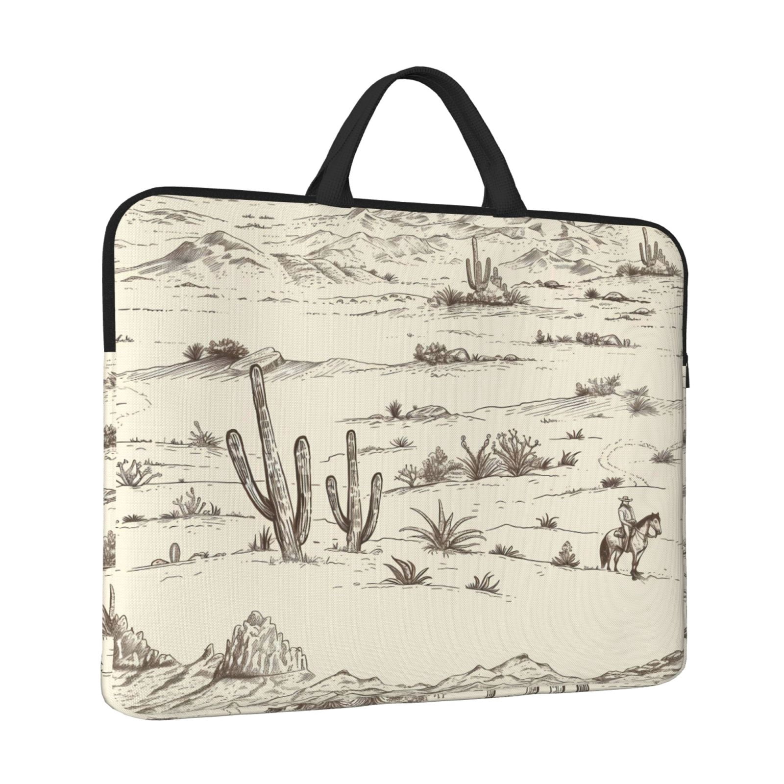Laptop Sleeve Bag For Women Men 14inch Waterproof Durable Protective Computer Carrying Cover Handle Laptop Case Bag Desert Landscape Mountains Cacti Cowboy (2)