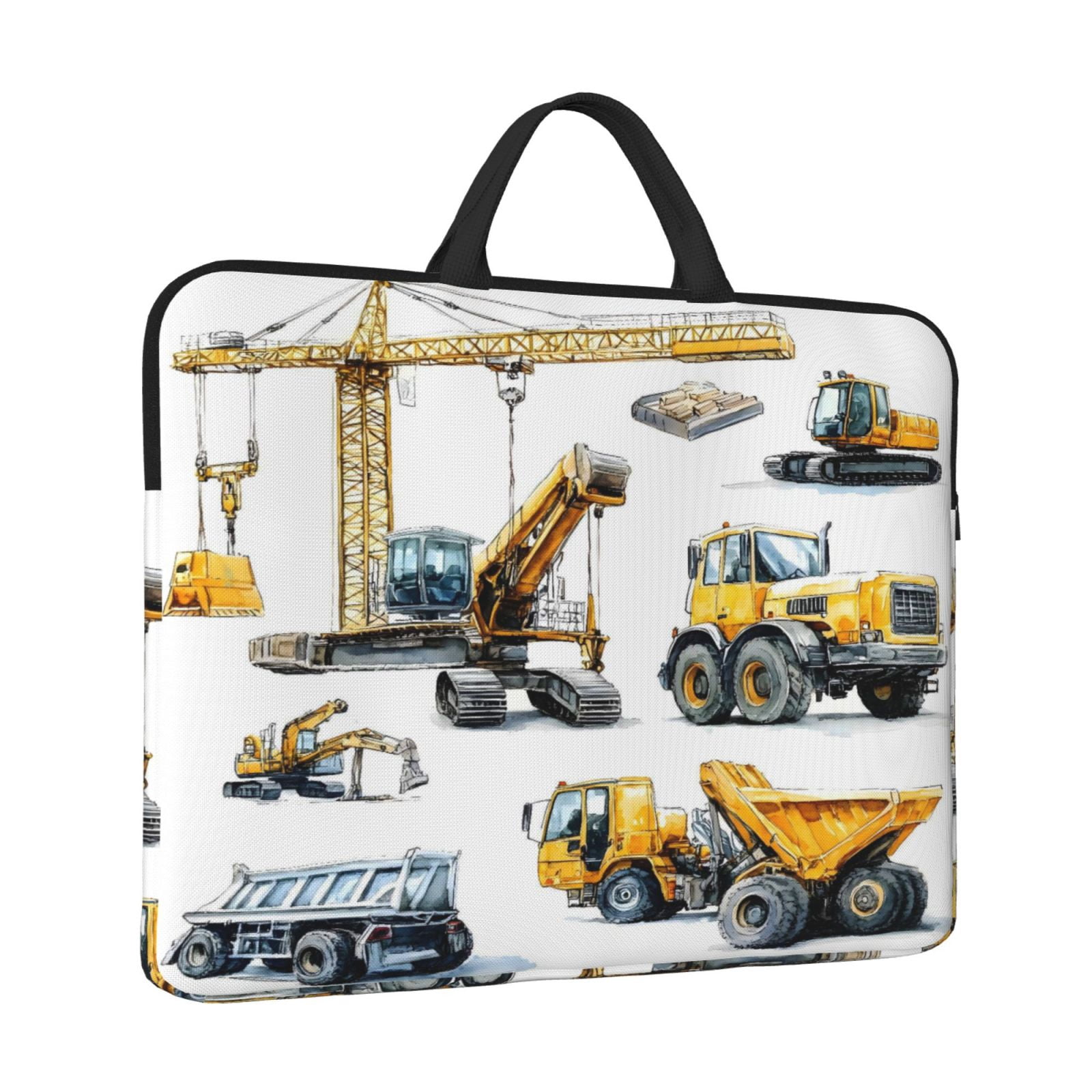 Laptop Sleeve Bag For Women Men 14inch Waterproof Durable Protective Computer Carrying Cover Handle Laptop Case Bag Engineering Vehicle Tower Crane Truck