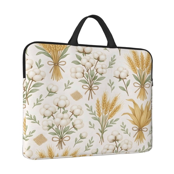 Laptop Sleeve Bag For Women Men 14inch Waterproof Durable Protective Computer Carrying Cover Handle Laptop Case Bag Farmhouse Wheat And Cotton Pattern
