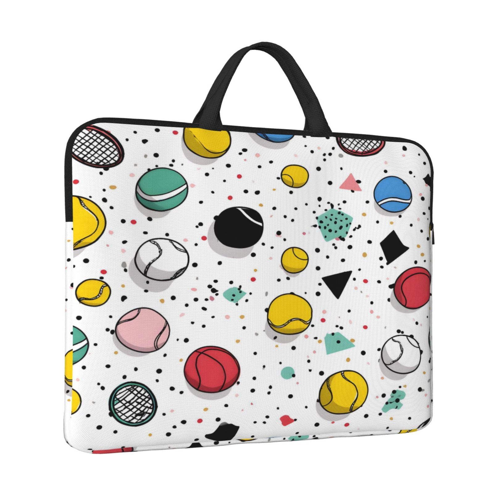 Laptop Sleeve Bag For Women Men 14inch Waterproof Durable Protective Computer Carrying Cover Handle Laptop Case Bag Geometric Sports Balls Seamless Pattern