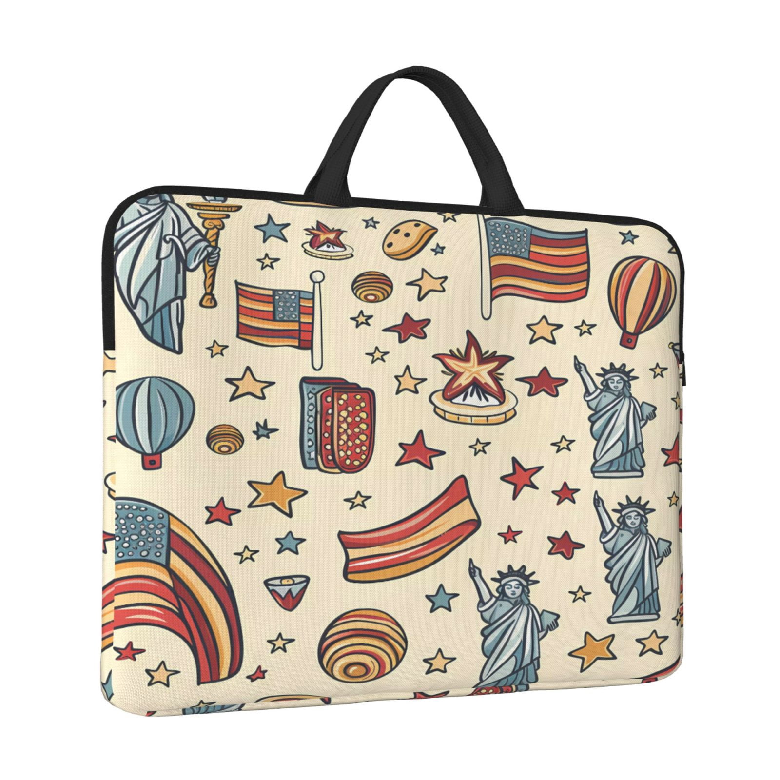 Laptop Sleeve Bag For Women Men 14inch Waterproof Durable Protective Computer Carrying Cover Handle Laptop Case Bag Independence Day Theme Elements Star (4)