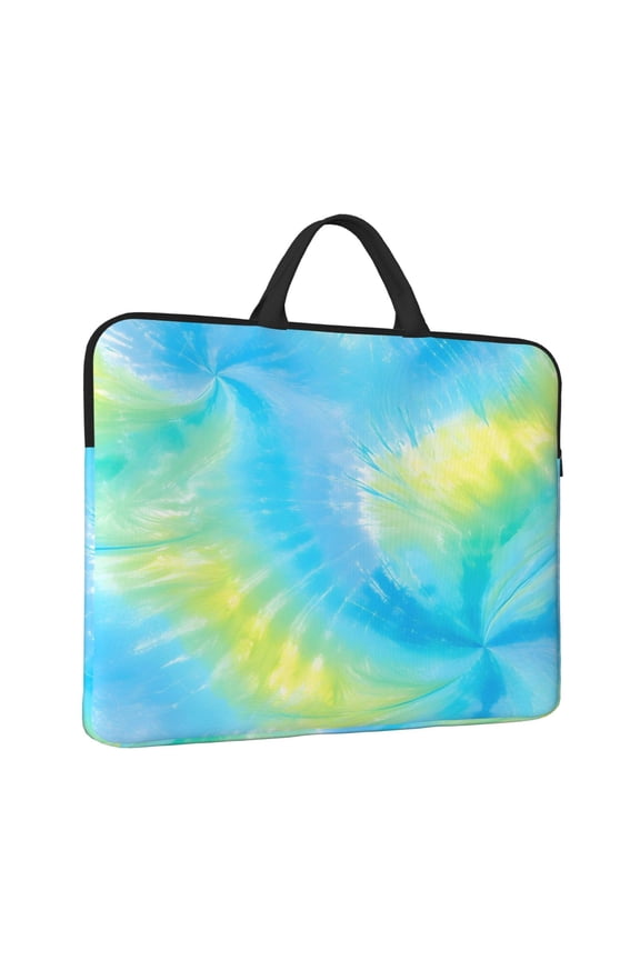 Laptop Sleeve Bag For Women Men 14inch Waterproof Durable Protective Computer Carrying Cover Handle Laptop Case Bag Lightseagreen Tie-Dye Background Vibrant Colors And Swirling (2)