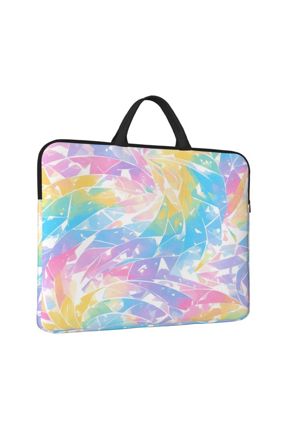 Laptop Sleeve Bag For Women Men 14inch Waterproof Durable Protective Computer Carrying Cover Handle Laptop Case Bag Lightslategray Tie-Dye Background Vibrant Colors And Swirling (4)