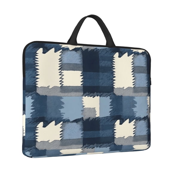 Laptop Sleeve Bag For Women Men 14inch Waterproof Durable Protective Computer Carrying Cover Handle Laptop Case Bag Mediumblue Houndstooth Buffalo Plaid Tartan Check Scotland