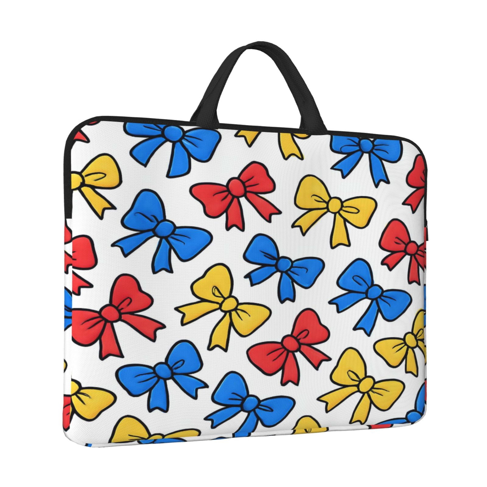 Laptop Sleeve Bag For Women Men 14inch Waterproof Durable Protective Computer Carrying Cover Handle Laptop Case Bag Playful Cartoon Primary Color Ribbon Bow Pattern