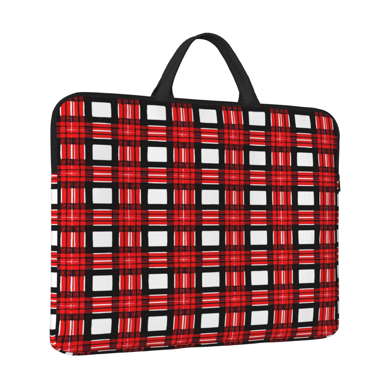 Laptop Sleeve Bag For Women Men 14inch Waterproof Durable Protective Computer Carrying Cover Handle Laptop Case Bag Red And Black Checkered Pattern (7)