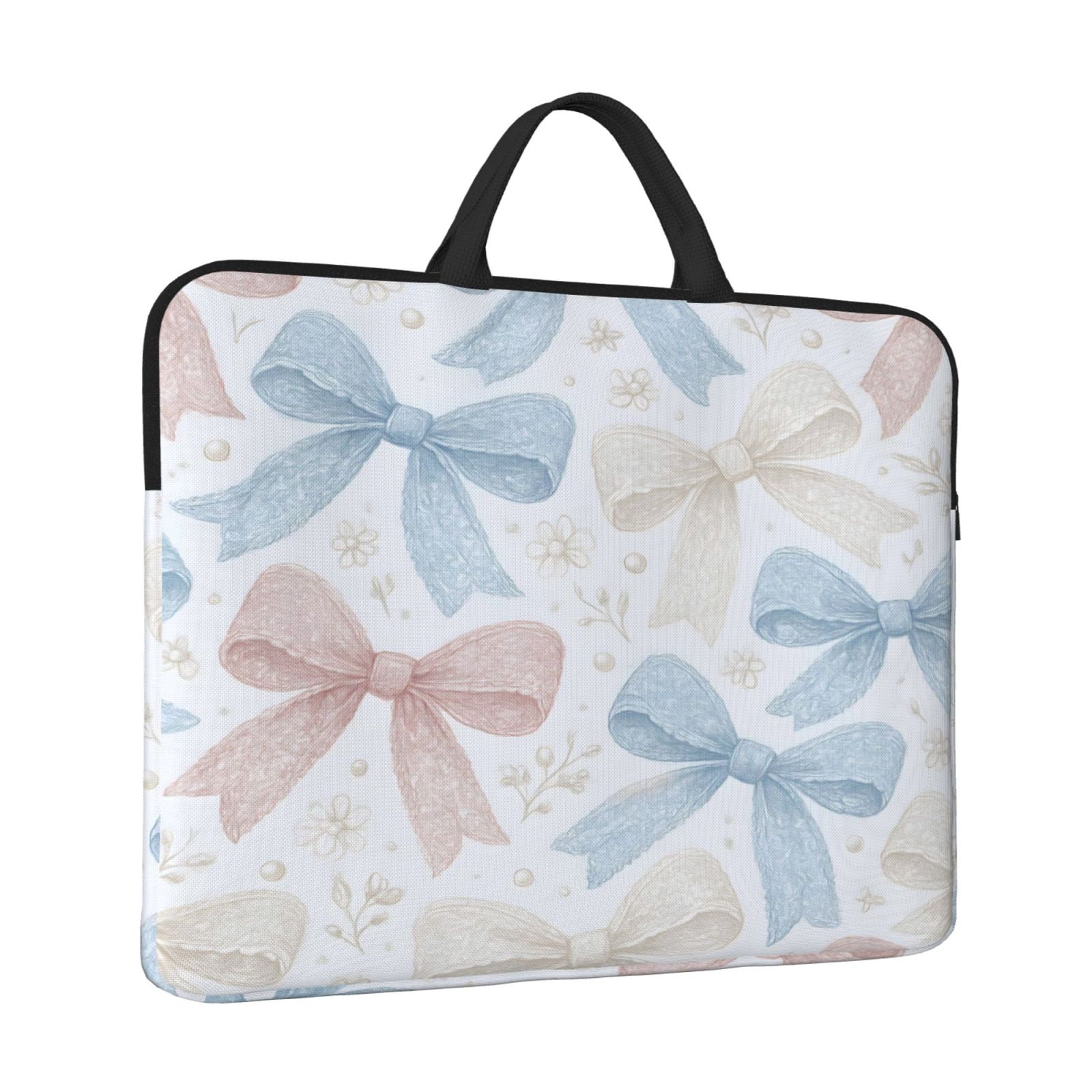 Laptop Sleeve Bag For Women Men 14inch Waterproof Durable Protective Computer Carrying Cover Handle Laptop Case Bag Romantic Vintage Lace Ribbon Bow Pattern