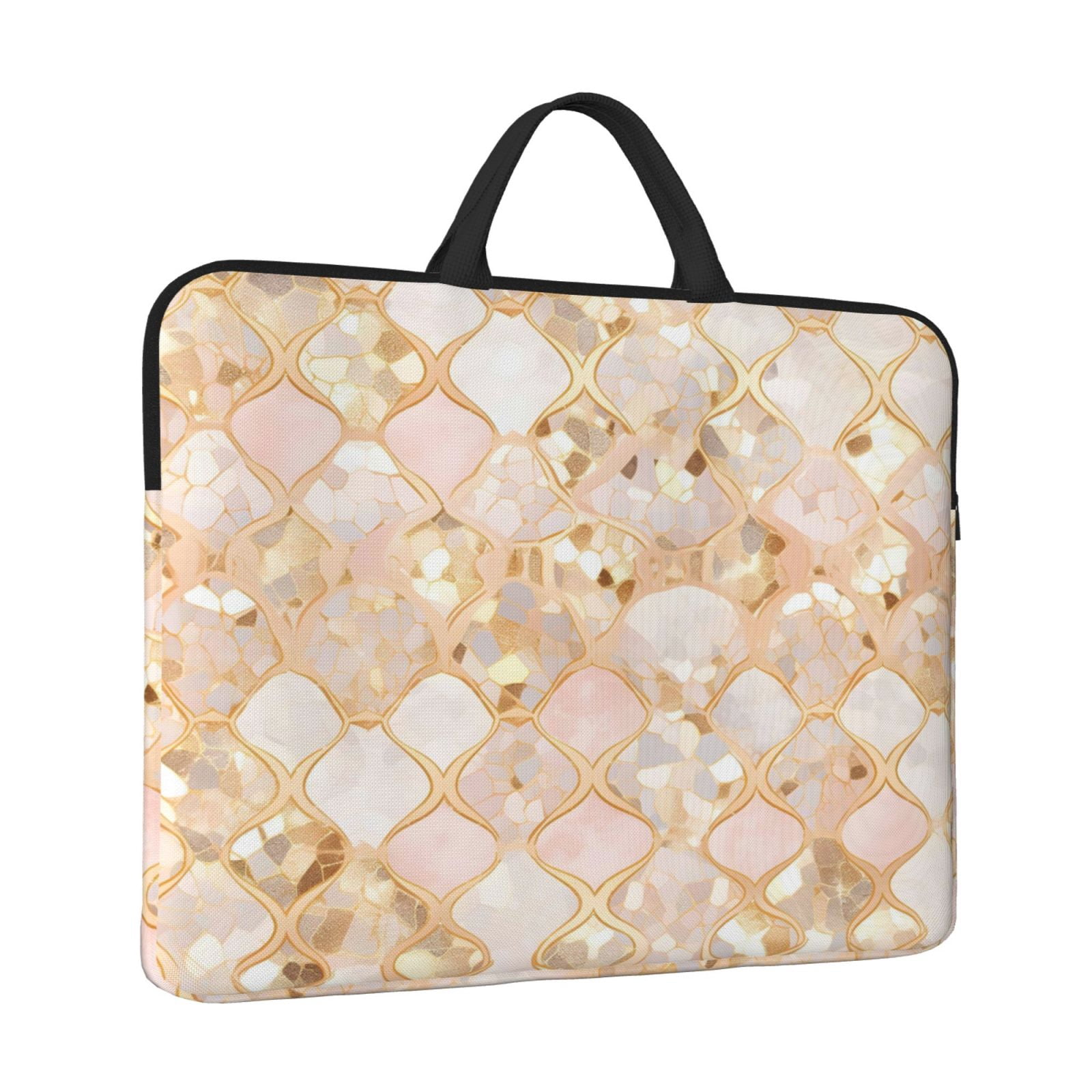 Laptop Sleeve Bag For Women Men 14inch Waterproof Durable Protective Computer Carrying Cover Handle Laptop Case Bag Rose Gold Leopard Print Animal Skin Texture_1
