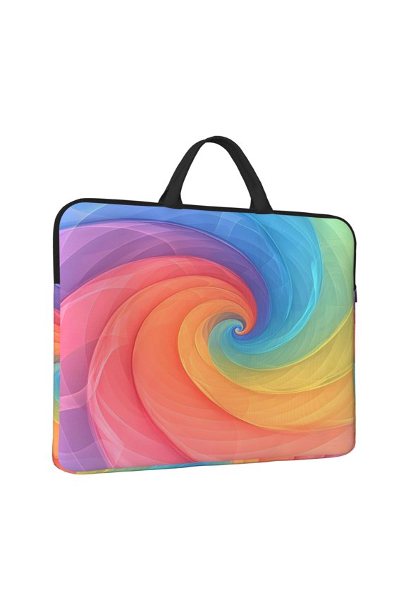 Laptop Sleeve Bag For Women Men 14inch Waterproof Durable Protective Computer Carrying Cover Handle Laptop Case Bag Rosybrown Tie-Dye Background Vibrant Colors And Swirling (2)