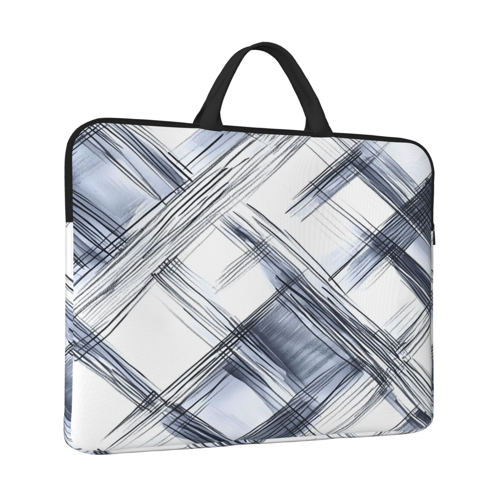 Laptop Sleeve Bag For Women Men 14inch Waterproof Durable Protective Computer Carrying Cover Handle Laptop Case Bag Silver Checked Hand-Drawn Sketch_1