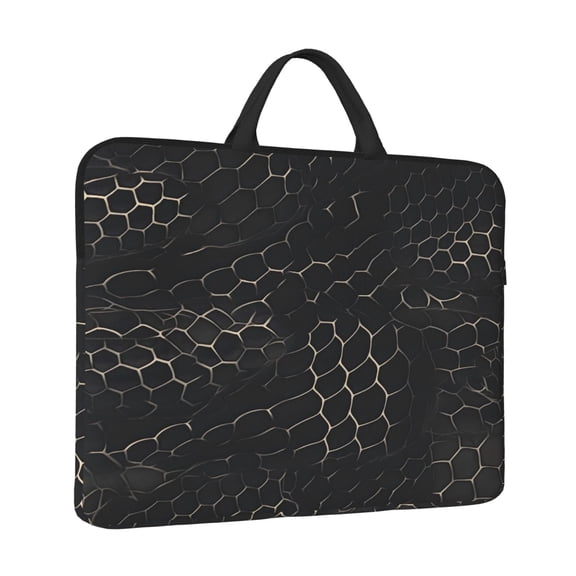 Laptop Sleeve Bag For Women Men 14inch Waterproof Durable Protective Computer Carrying Cover Handle Laptop Case Bag Snake Skin Print Style On The Backgroud Of Darkgray_3