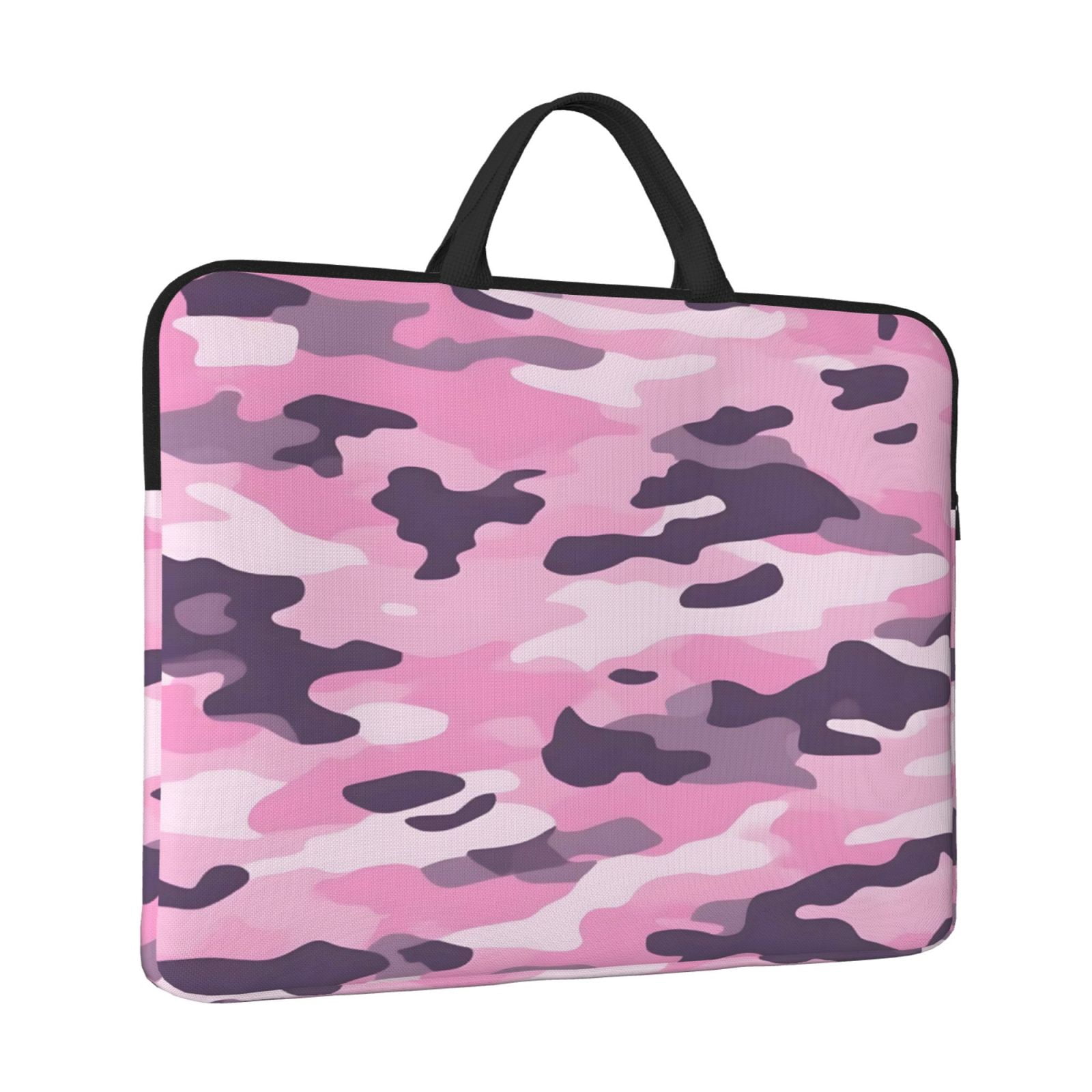 Laptop Sleeve Bag For Women Men 14inch Waterproof Durable Protective Computer Carrying Cover Handle Laptop Case Bag Texture Military Camouflage Pattern Abstract Pink_3