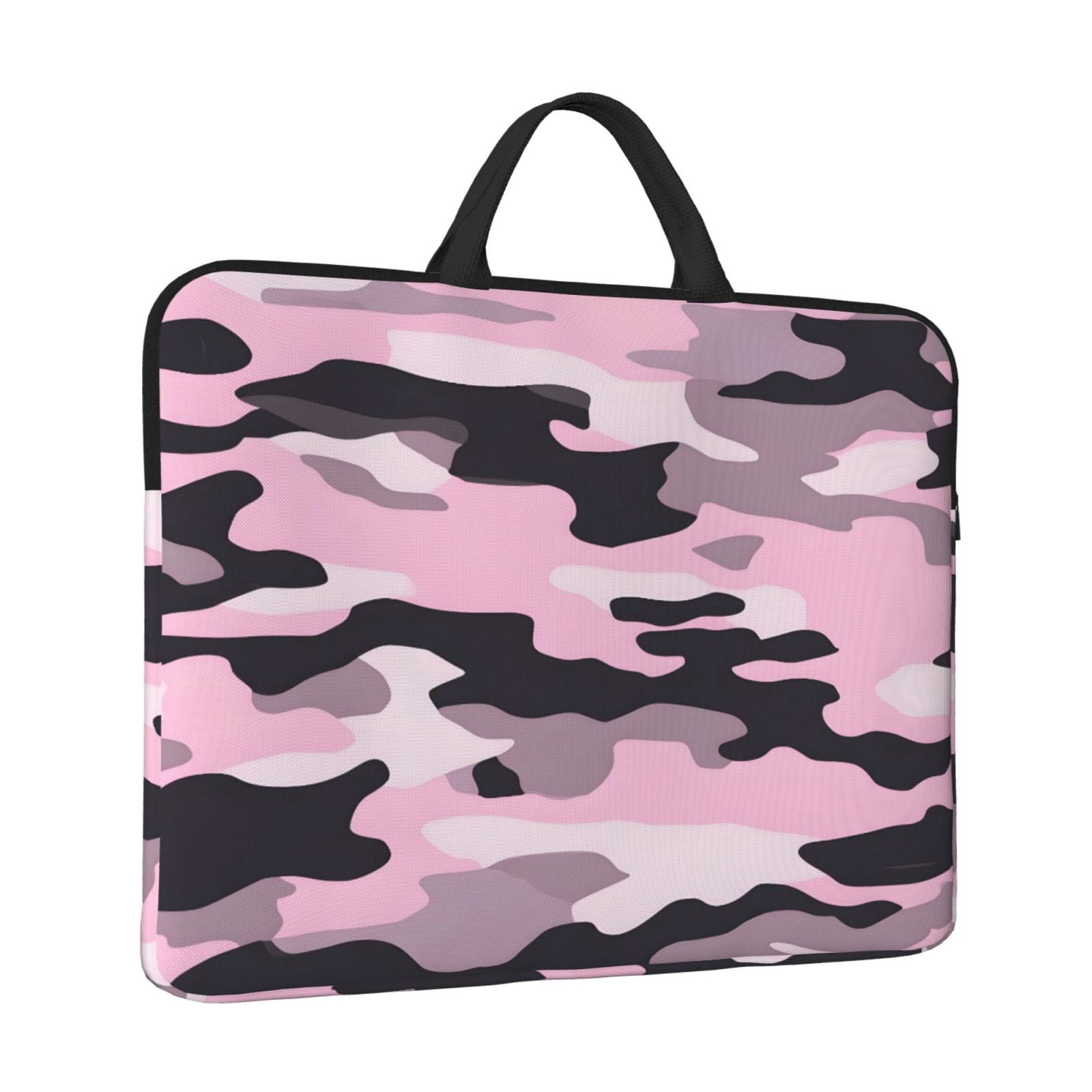 Laptop Sleeve Bag For Women Men 14inch Waterproof Durable Protective Computer Carrying Cover Handle Laptop Case Bag Texture Military Camouflage Pattern Abstract Pink_4