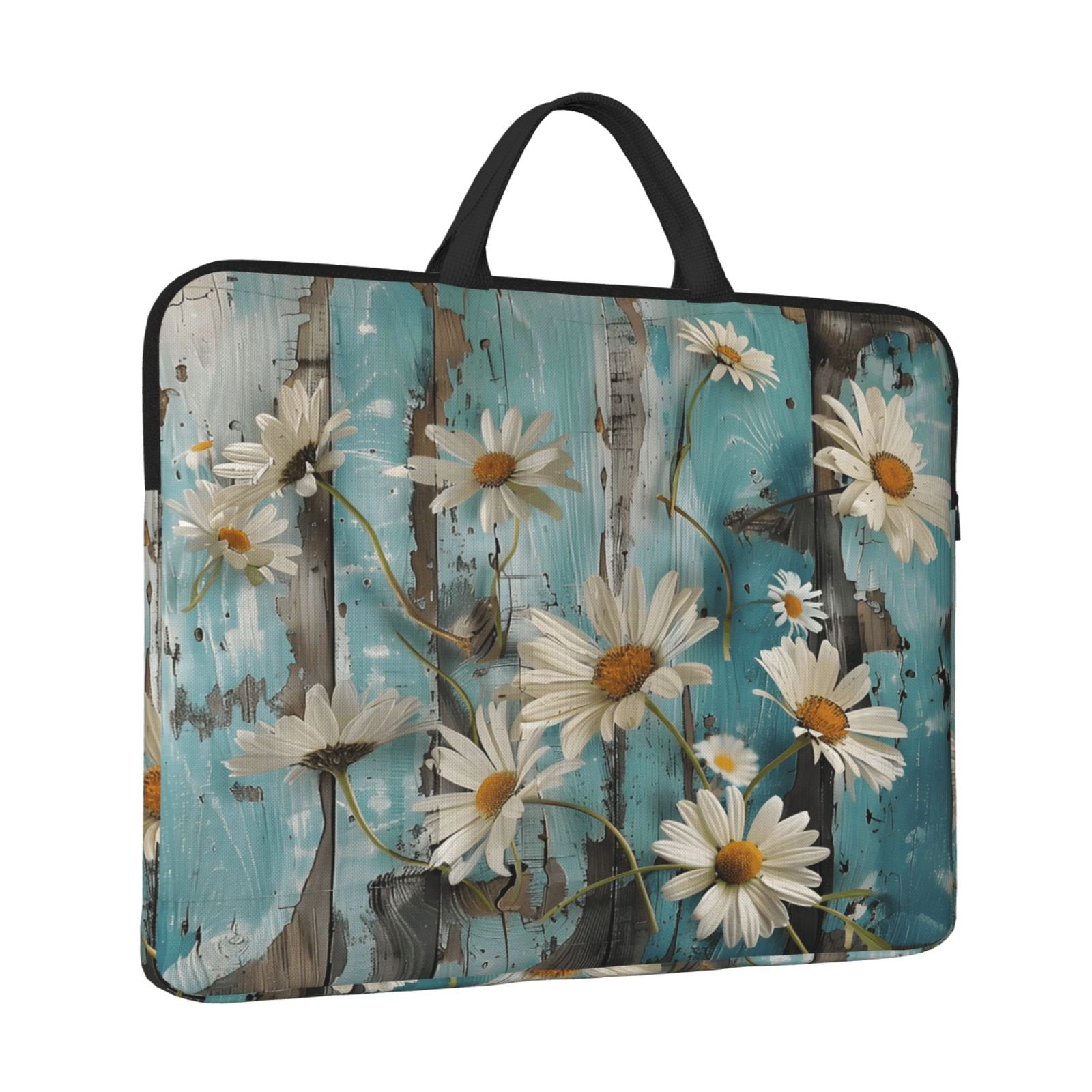 Laptop Sleeve Bag For Women Men 14inch Waterproof Durable Protective Computer Carrying Cover Handle Laptop Case Bag Turquoise Wood Farmhouse Sunflowers (12)