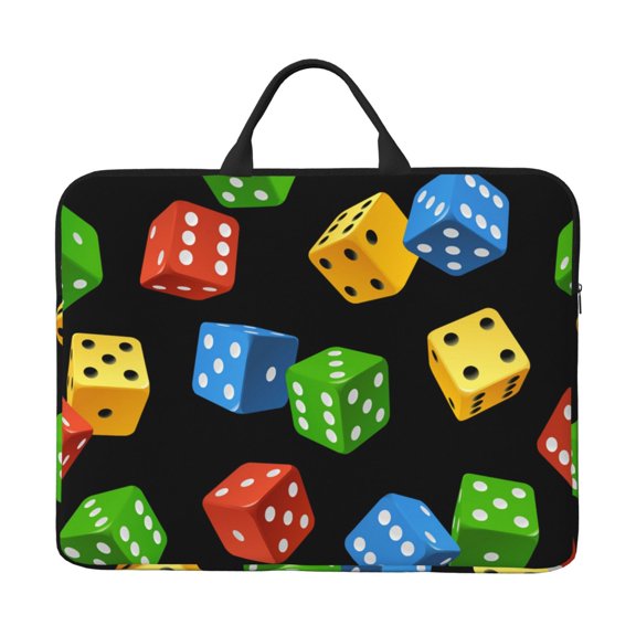 Laptop Sleeve Case Bag Protective Carrying Case with Handle for 14 inch Laptop, Dice Pattern Colorful Cube