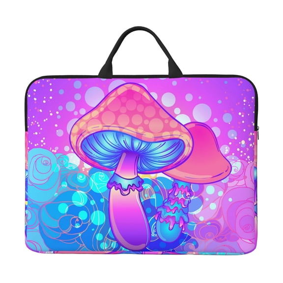Laptop Sleeve Case Bag Protective Carrying Case with Handle for 14 inch Laptop, Magic Mushroom Geometry Psychedelic