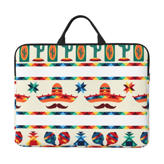 Laptop Sleeve Case Bag Protective Carrying Case with Handle for 14 inch Laptop, Mexican Geometric Native Ethnic Retro