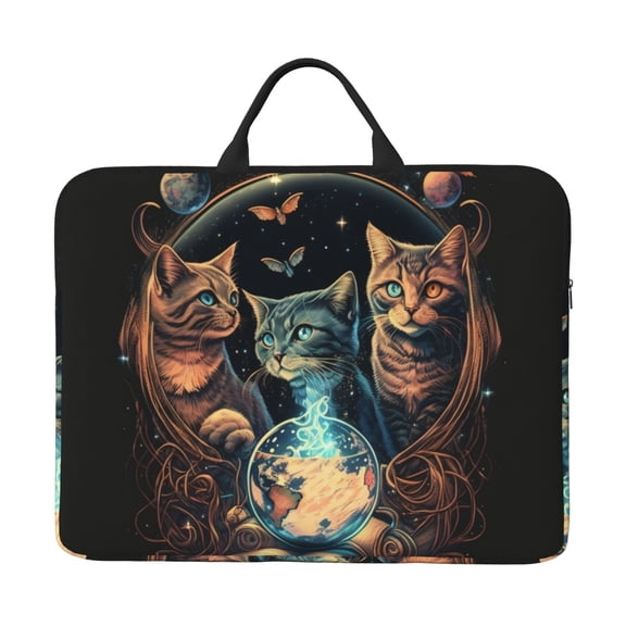 Laptop Sleeve Case Bag Protective Carrying Case with Handle for 14 inch Laptop, Retro Magic Cats Cool Cat