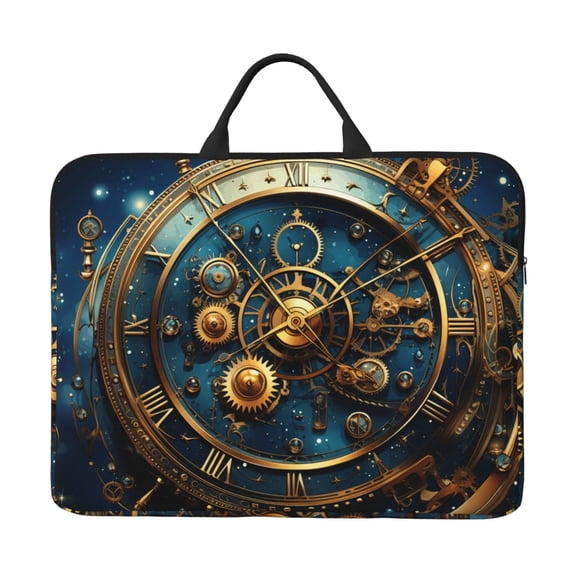 Laptop Sleeve Case Bag Protective Carrying Case with Handle for 14 inch Laptop, Steampunk Clockwork Wheels Starry