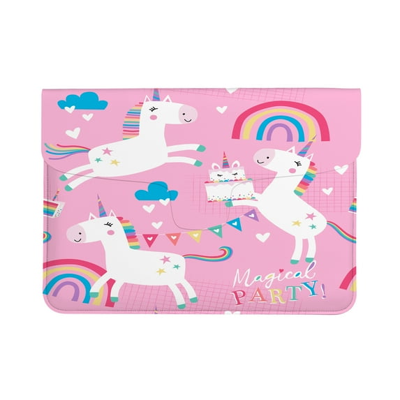 Laptop Sleeve Case Cute Unicorns Magical Party Protective Laptop Cover Notebook Bag PU Leather Carrying Bag Compatible Computer Cover 11.6 12.3 13 Inch