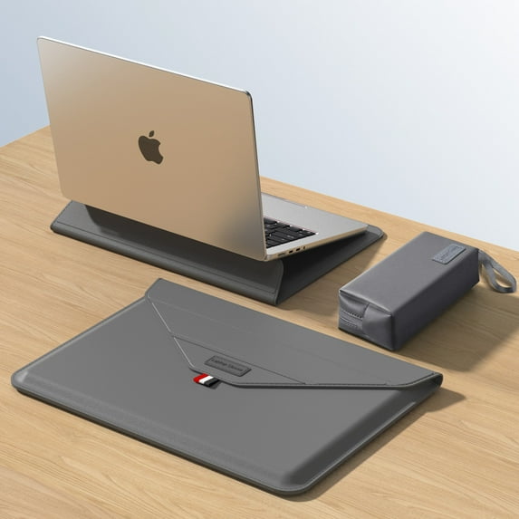 Laptop Sleeve Case for MacBook 2024 M3 Air 15 Case Model A3114 M2 13 14 15.3 16 inch Mouse Pad Envelope with Cable Storage Bag (Grey S bag,15-15.4 inch)