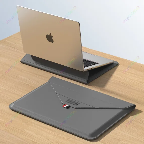 Laptop Sleeve Case for MacBook Pro 14 Inch 2023 M3 A2918 A2992 2022 M2 A2779 M1 A2442 Portable Leather Storage Bag with Stand (Grey,Pro13 inch M1 M2)
