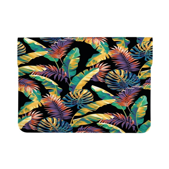 Laptop Sleeve Leather Carrying Case Hawaiian Exotic Palm Leaves Tropical Plants for 13-13.3 inch Notebooks Compatible with MacBook Pro 13 Inch Protective Bag