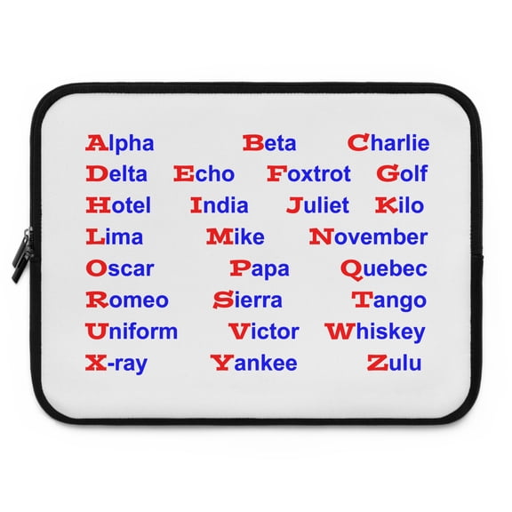 Laptop Sleeve NATO Phonetic Alphabet