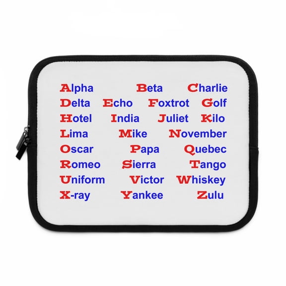 Laptop Sleeve NATO Phonetic Alphabet
