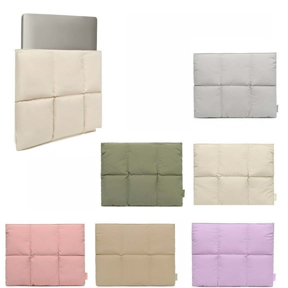 Laptop Sleeve, Puffy Quilted, Carrying Case, Magnetic Closure Waterproof, for Computer Protection, Fleece Lining Puffer | Beige KTFgvq