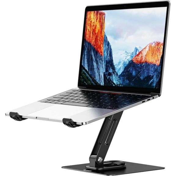 Laptop Stand with 360 Rotating Base, Ergonomic Adjustable Notebook Holder, Riser Holder Computer Stand Compatible with Air, Pro, Dell, HP, Lenovo More 10-14" Laptops (Black)