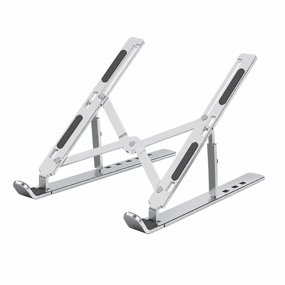 Laptop Stand 6 Angles Adjustable Aluminum Ergonomic Foldable Portable Desktop Holder Riser Compatible with 10-15.6 Inch MacBook iPad HP Dell Lenovo (Silver)