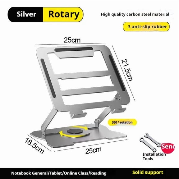 Laptop Stand, Adjustable Computer Stand with 360° Swivel Base, Ergonomic Foldable Laptop Adapter Stand, Compatible with All MacBook Pro/ Air, Laptop up to 17 inches