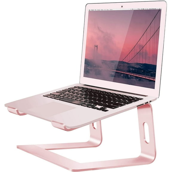 Laptop Stand Aluminum Laptop Riser Compatible with Mac MacBook Air Pro 10 to 15.6 Inch Notebook Computer Ergonomic Elevator Holder (Pink)