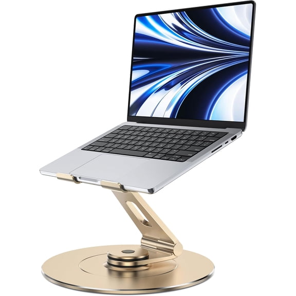 Laptop Stand for Desk with 360 Rotating Base, Ergonomic Protable Laptop Riser for Collaborative Work, Aluinum Computer Notebook Stand Holder for MacBook Air Pro, Dell, XPS, HP up to 17 Inches, Purple