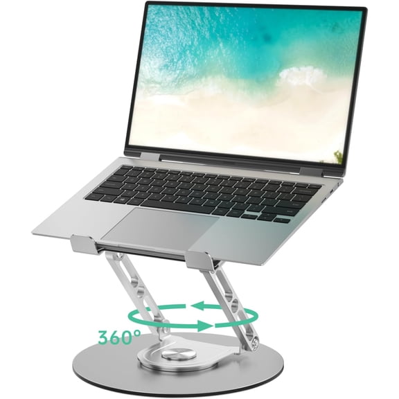 Laptop Stand for Desk Adjustable Computer Stand with 360 Rotating Base Ergonomic Laptop Riser Mount for Desk Foldable Protable Computer Desk Fits with MacBook Pro Air, Round