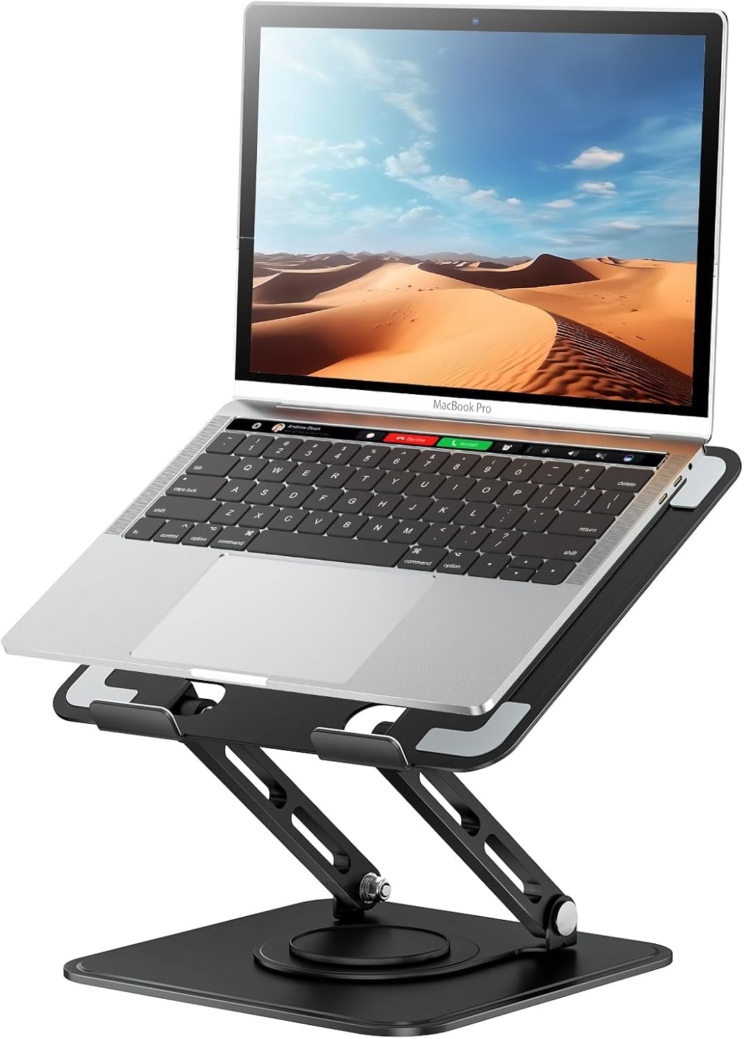 Laptop Stand for Desk, Adjustable Computer Stand Holder with 360° Rotating Base, Ergonomic Laptop Riser Compatible with MacBook Pro Air, All Laptops 10-15.6"-Black
