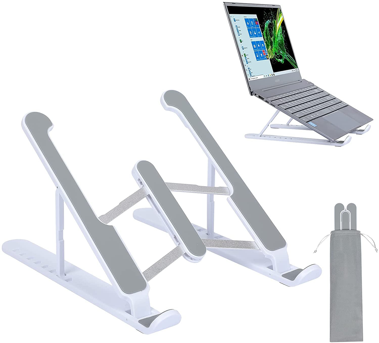 Laptop Stand for Desk, Adjustable Ergonomic Laptop Riser, 8 Angles Anti-Slip Laptop Holder Compatible with MacBook, Hp, Dell, Lenovo All Laptops 10-15.6” (Silver)